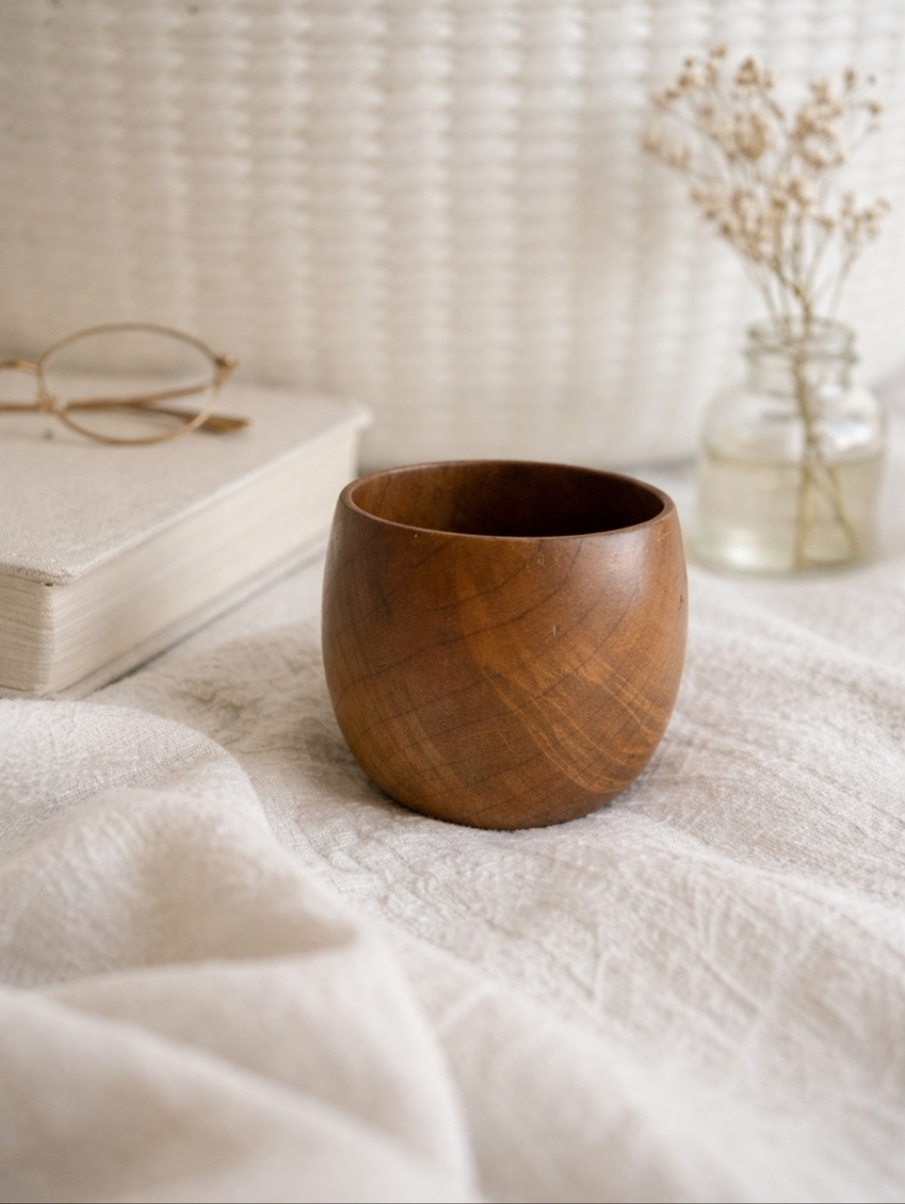Vintage Myrtle Wood Desktop Tabletop Decor Small Container Vase Trinket Holder